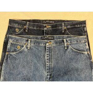 Lot Of 2 Wrangler George Strait Cowboy Cut Jeans Men 40x30 Med & Dark Wash 13MGS